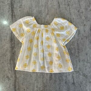 Zara White and Yellow Embroidered Kids Blouse Size 12-18M